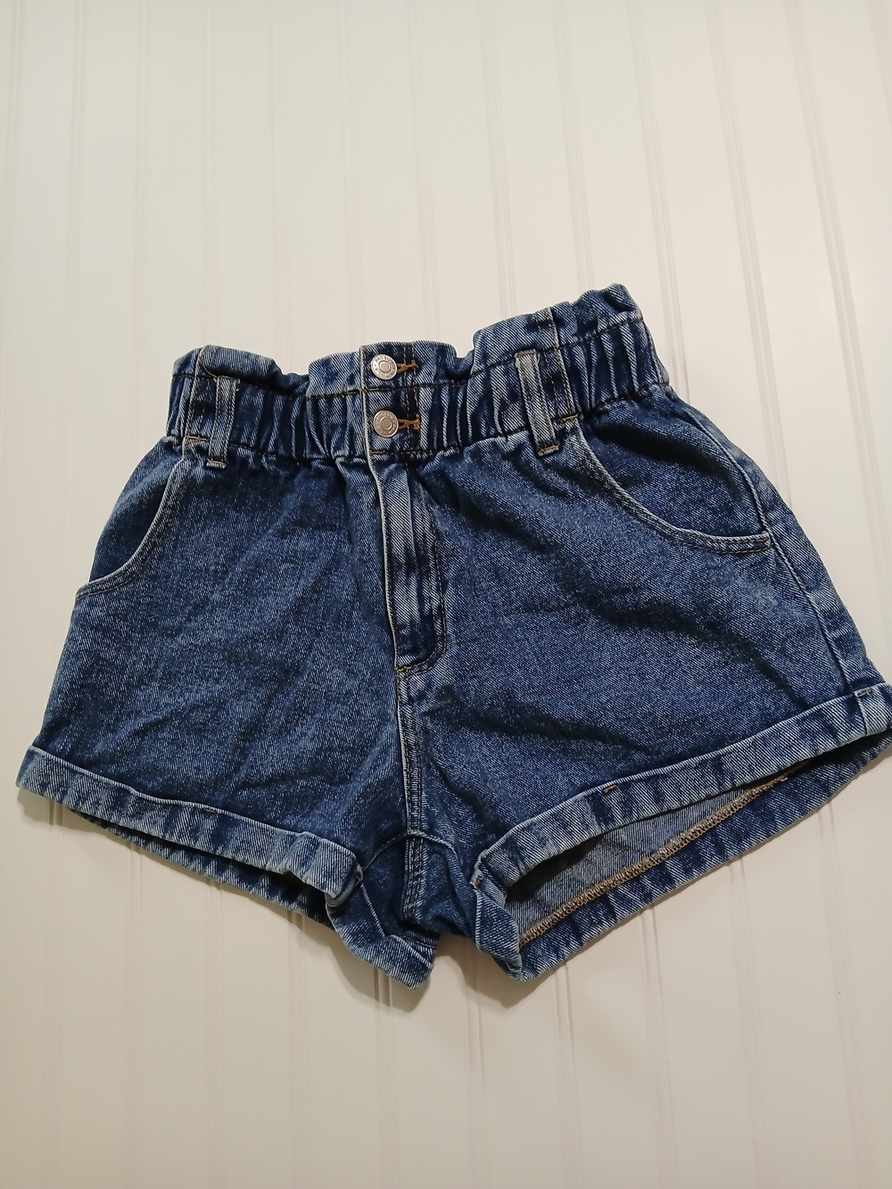 PacSun Dark Blue Paperbag Denim Shorts